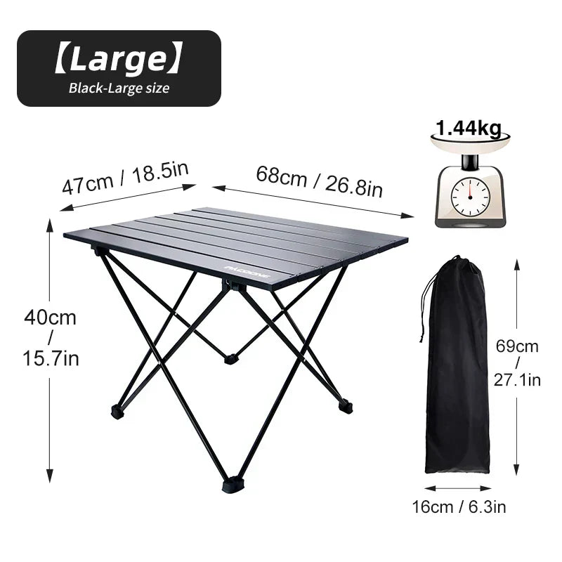 Portable Folding Camping Table Aluminum Black