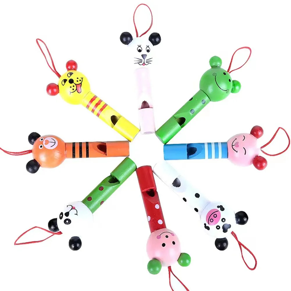 Wooden Mini Cute Animal Whistle Toys