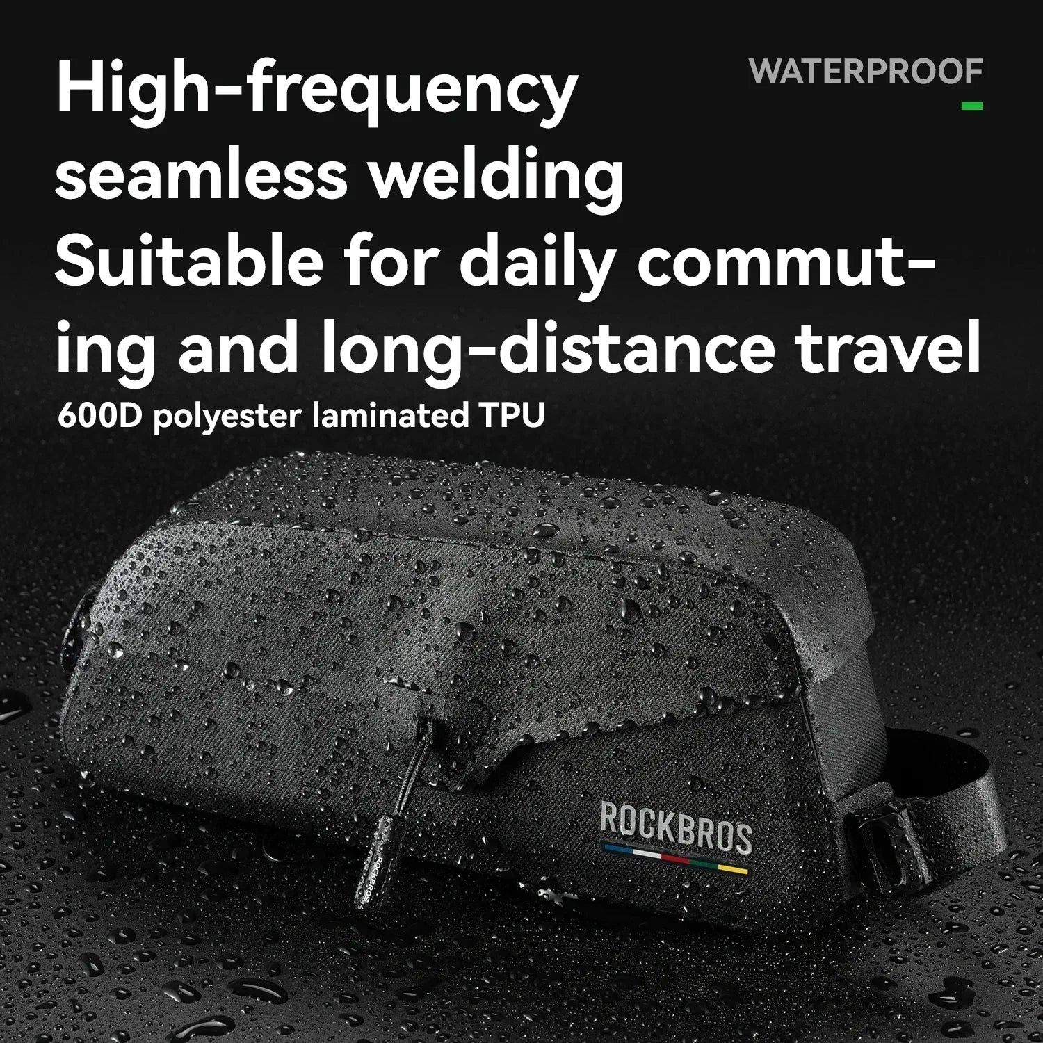 0.9L Magnetic Suction Bicycle Waterproof Nylon Pipe Tube Bag Black