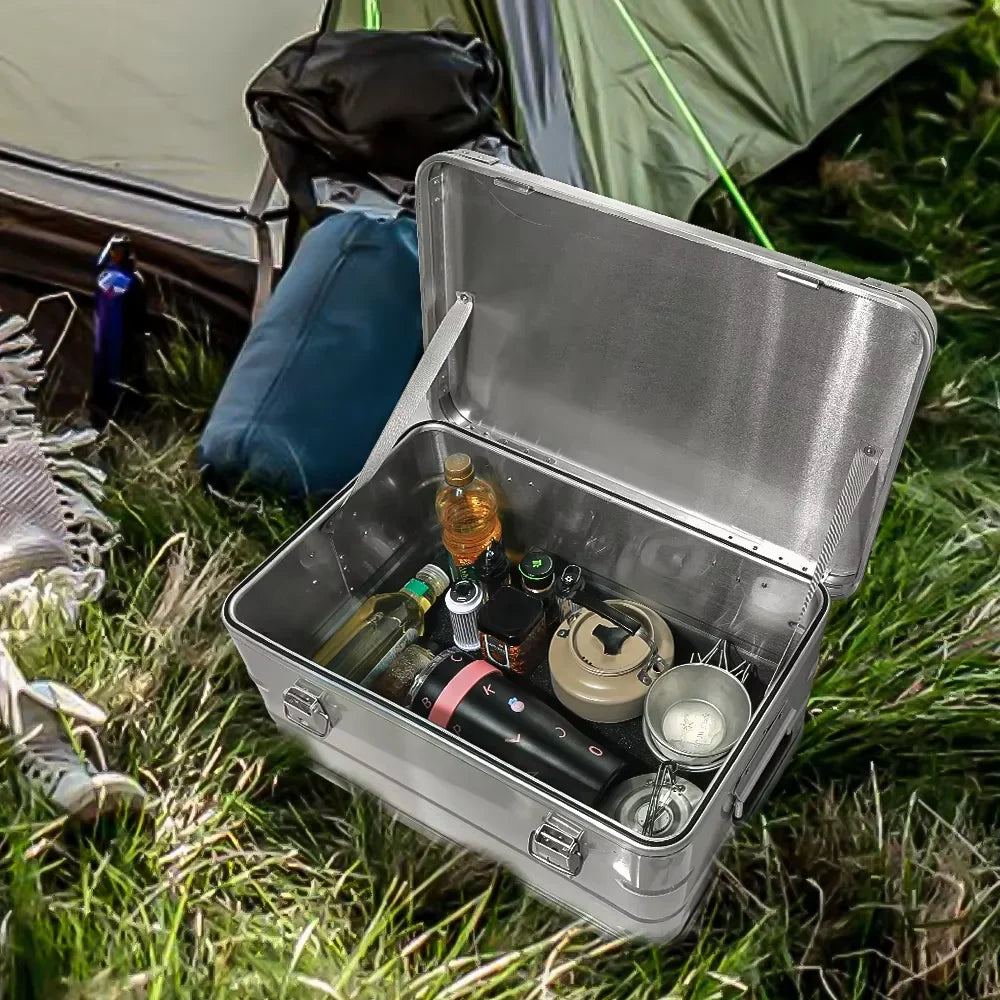 Heavy-Duty Aluminum Alloy Outdoor Storage Box 30L Silver