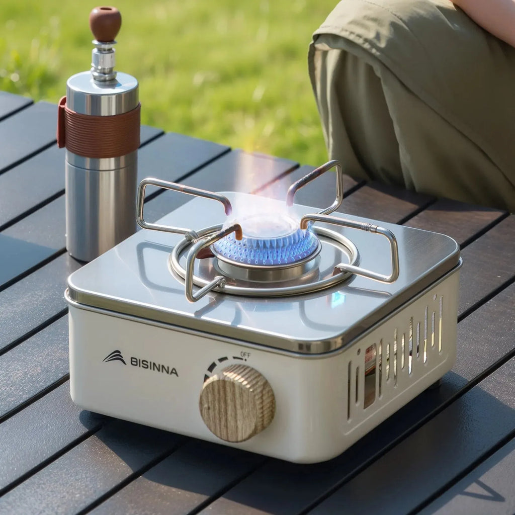 2800W Portable Camping Gas Stove High Firepower Cassette Furnace White