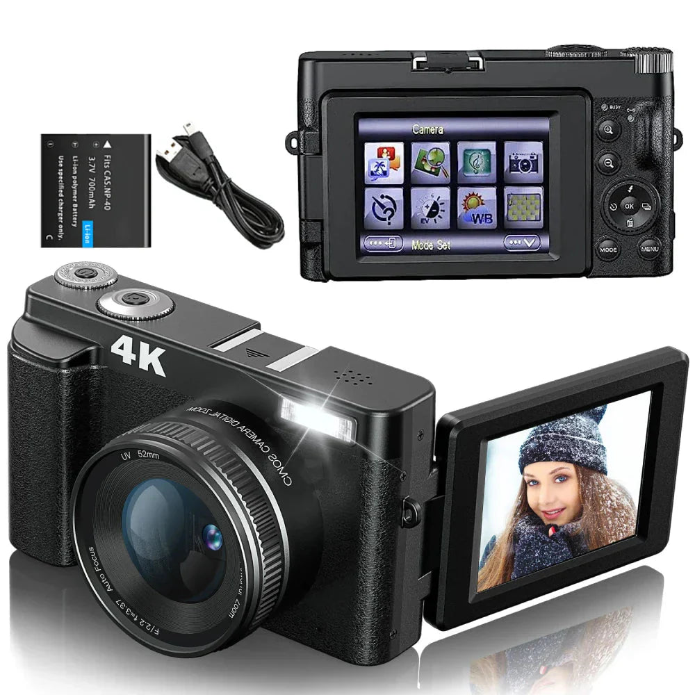 4K Digital Camera with Autofocus Anti-Shake Black