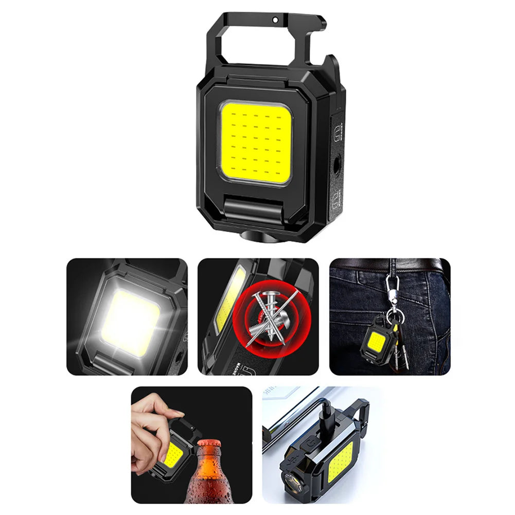 LED Mini Keychain Light Type-C Rechargeable Flashlight