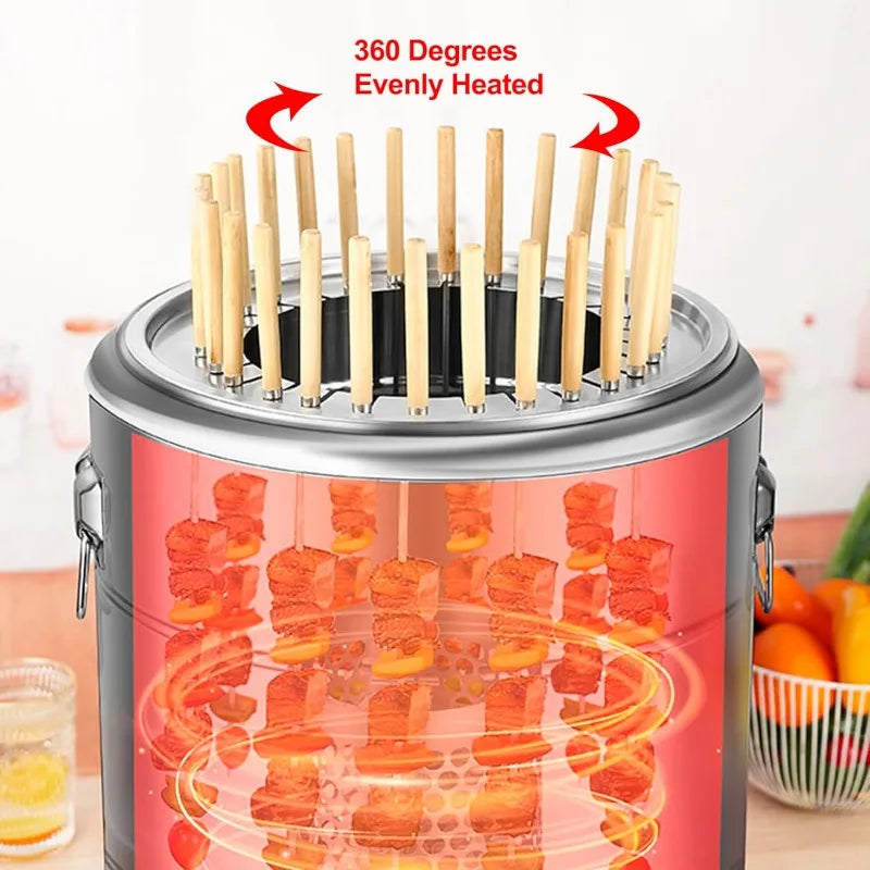 Portable Wrap-Around Charcoal Grill Smokeless BBQ Grate Silver