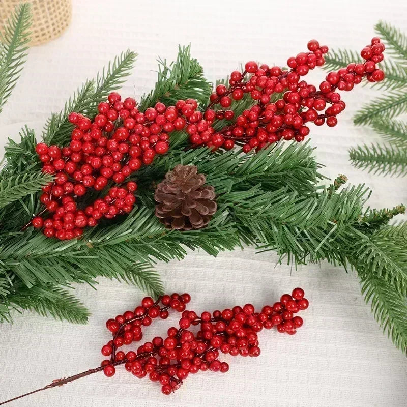20PCS Artificial Red Berry Branches for Christmas Tree Decoration
