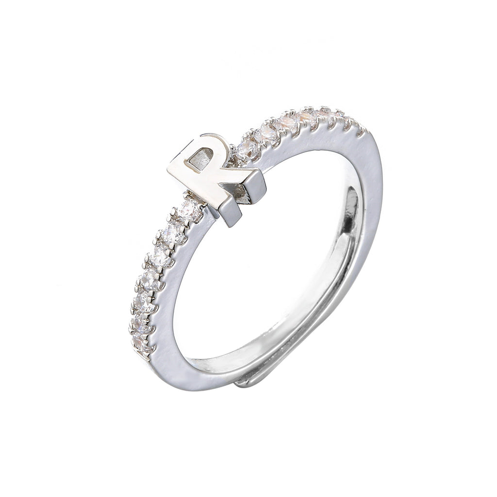Fashion Initials Letter Ring Women Classic Simple Opening Finger Ring For Women Party Jewelry Gift