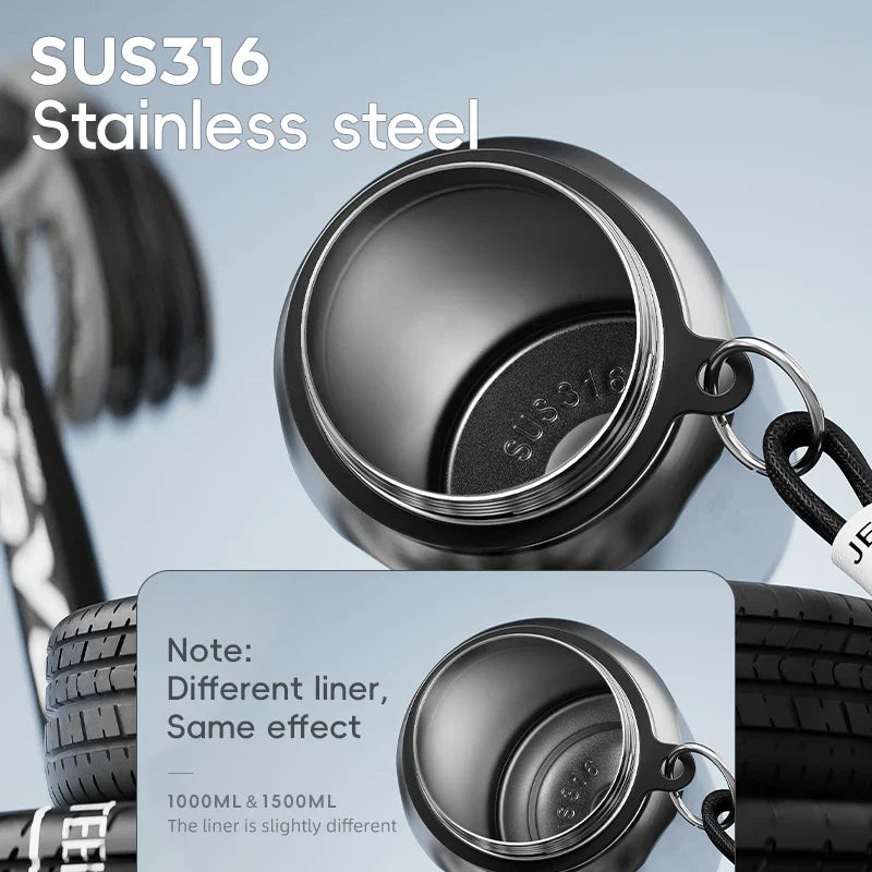 1000ML One Button Open Thermos Bottle Black