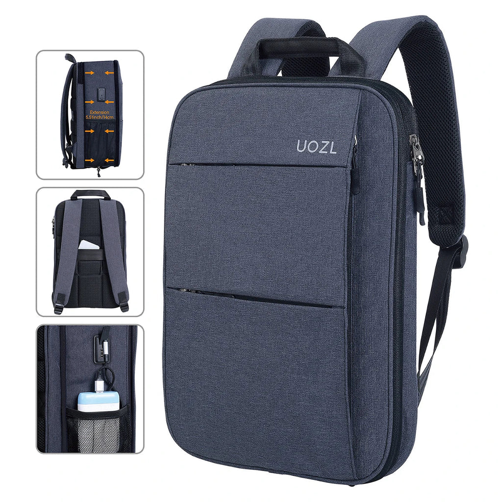 Slim Expandable Laptop Backpack Dark Grey
