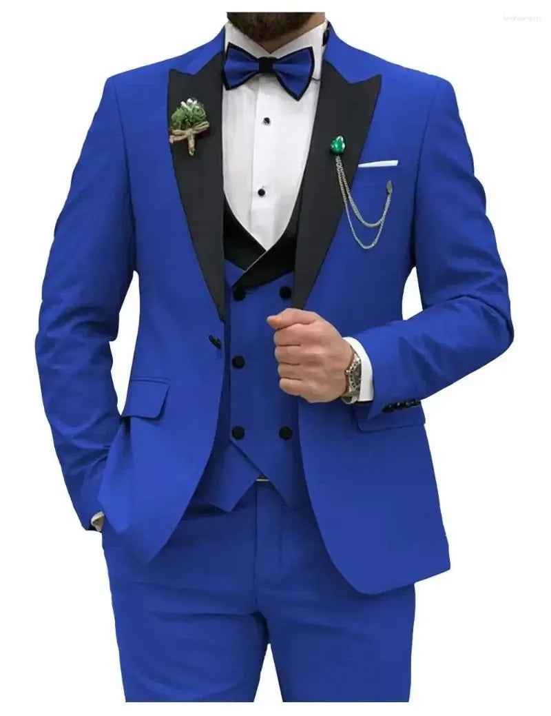 Men's Slim Fit 3-Piece Suit Formal Set (Blue)