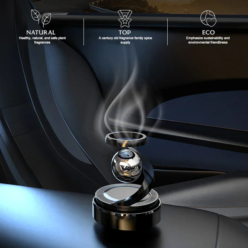 Solar-Powered Rotating Car Air Freshener–Suspension Perfume Diffuser Black