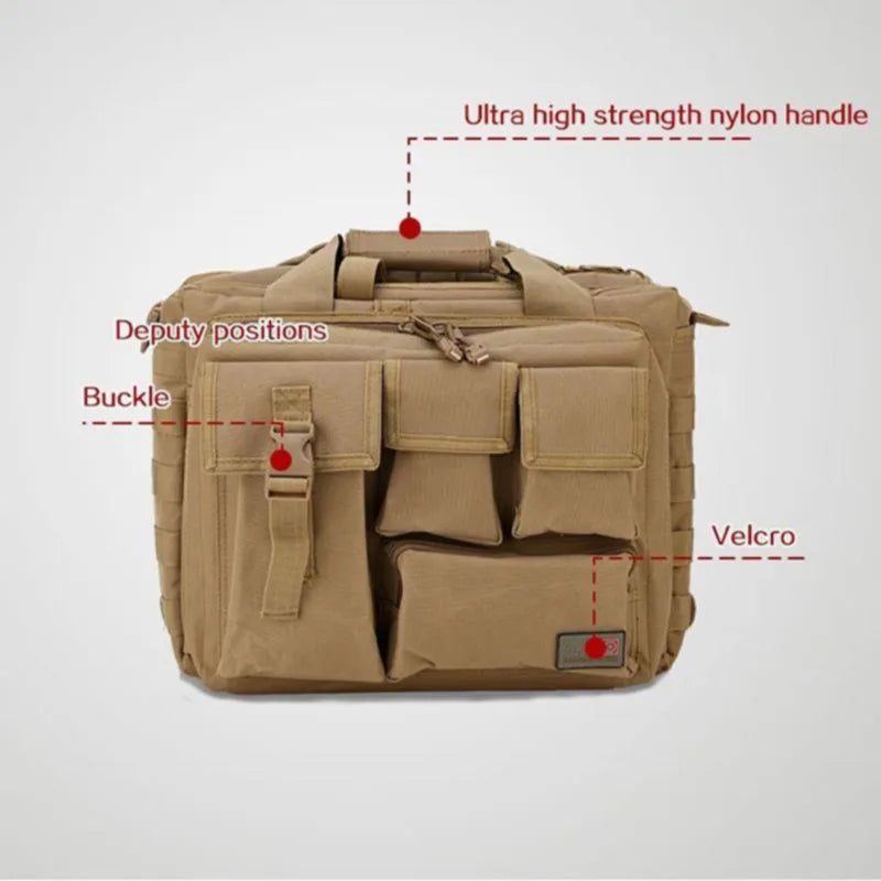 Tactical MOLLE Shoulder Bag Oxford Handbag Khaki