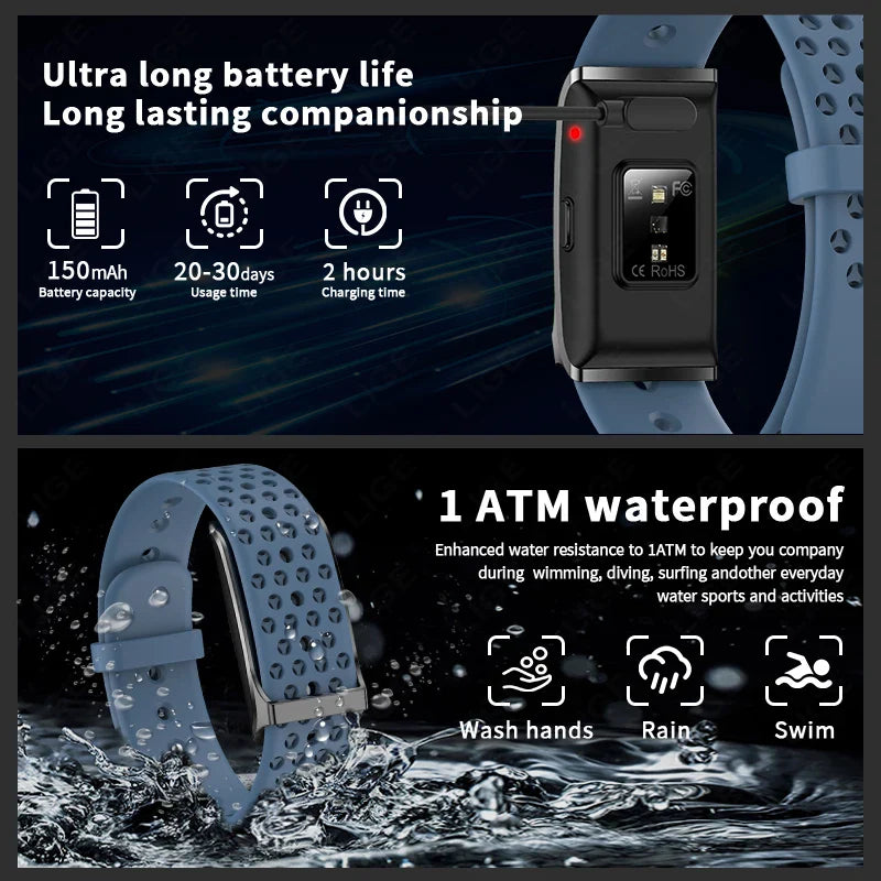 No-Screen Smart Bracelet with Heart Rate Blue