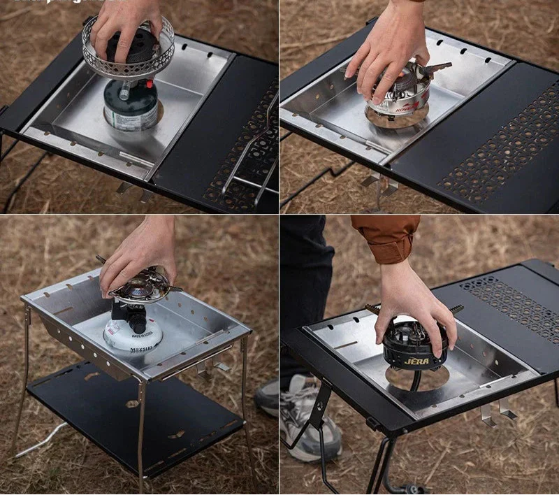 Windproof Furnace Plate Frame Camping Silver