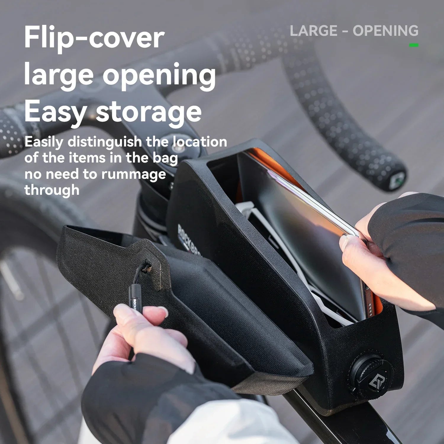 Waterproof 0.6L Top Tube Lightweight Frame Storage Bag Black