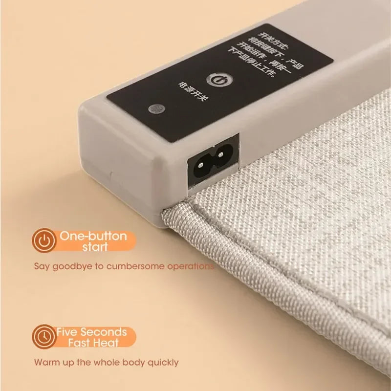 Portable Electric Foot Warmer Heater - Adjustable Thermostat, Foldable Design, 165W, Grey