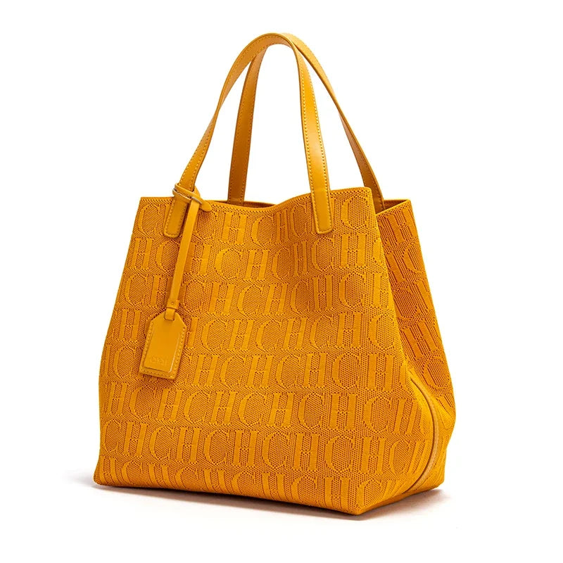 Womens Large Capacity PU Shoulder Bag (Orange)