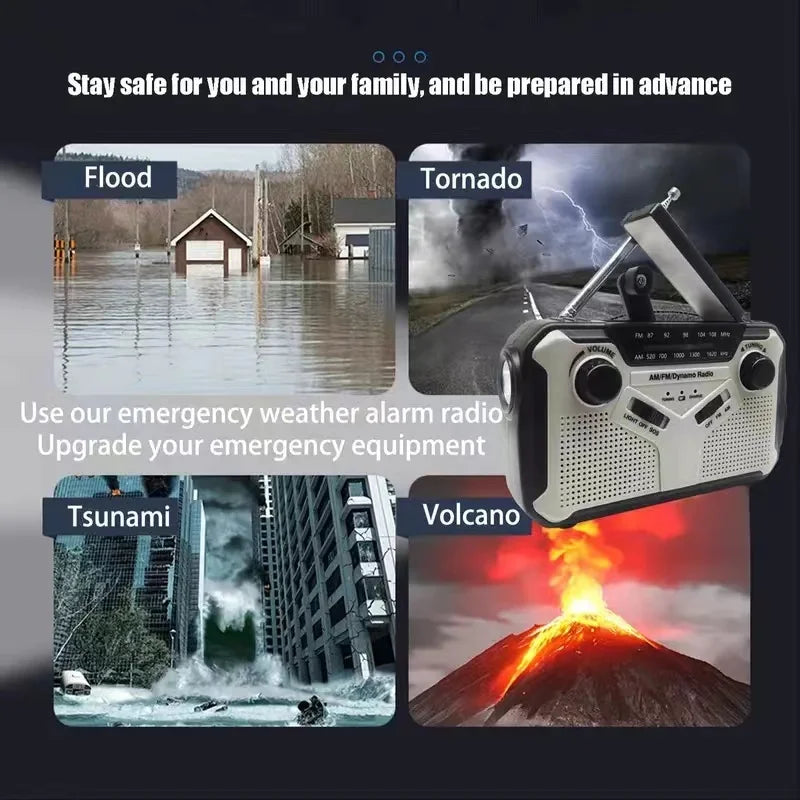 Solar Emergency Radio 4000mAh Grey
