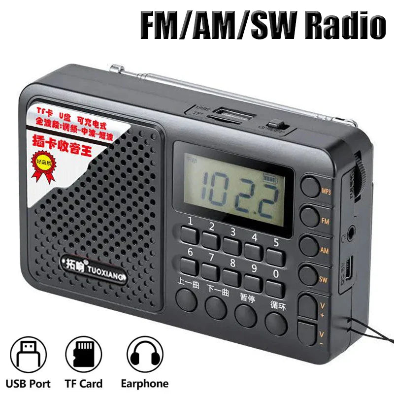 Full Band Portable Radio Receiver Black