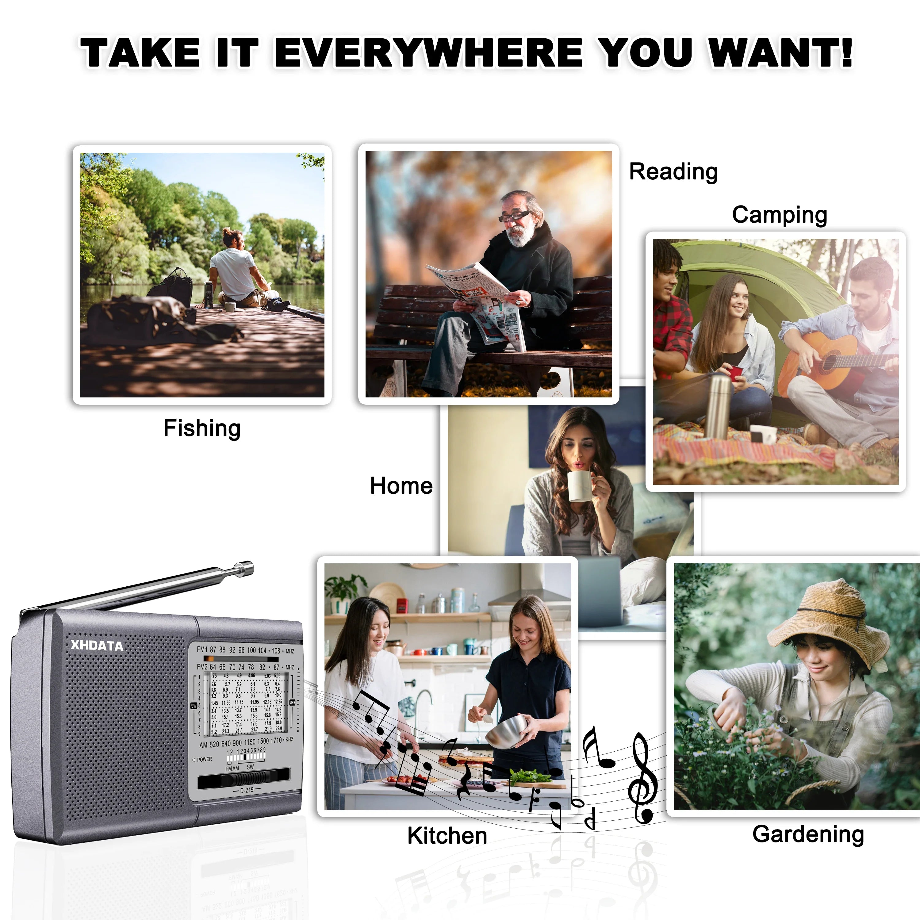Portable Shortwave Radio Receiver Grey
