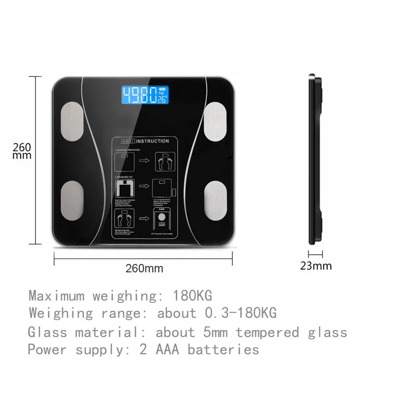 Smart Body Fat Scale Bluetooth Black