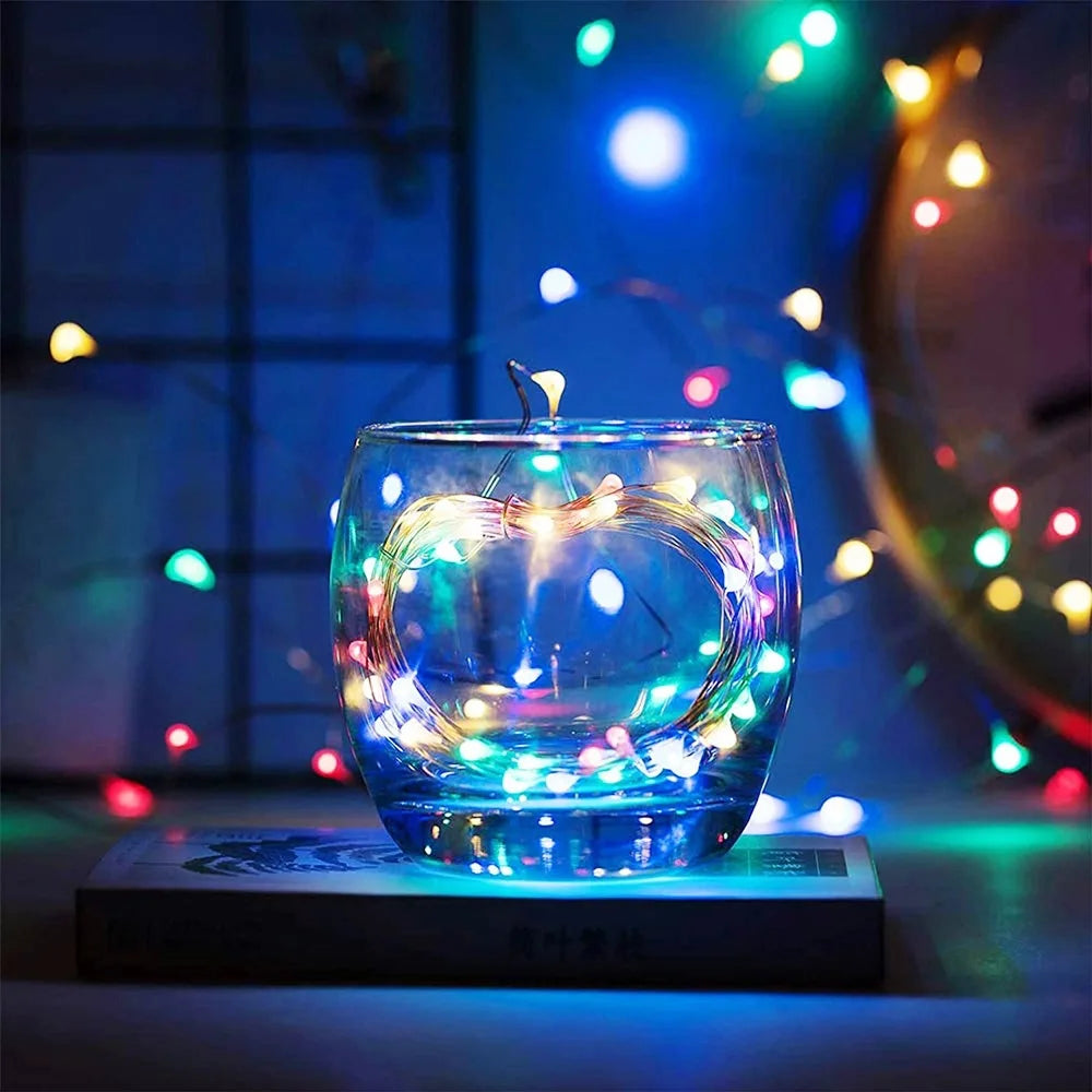 30M USB LED String Lights Copper Silver Wire Garland Light Waterproof - Multicolor