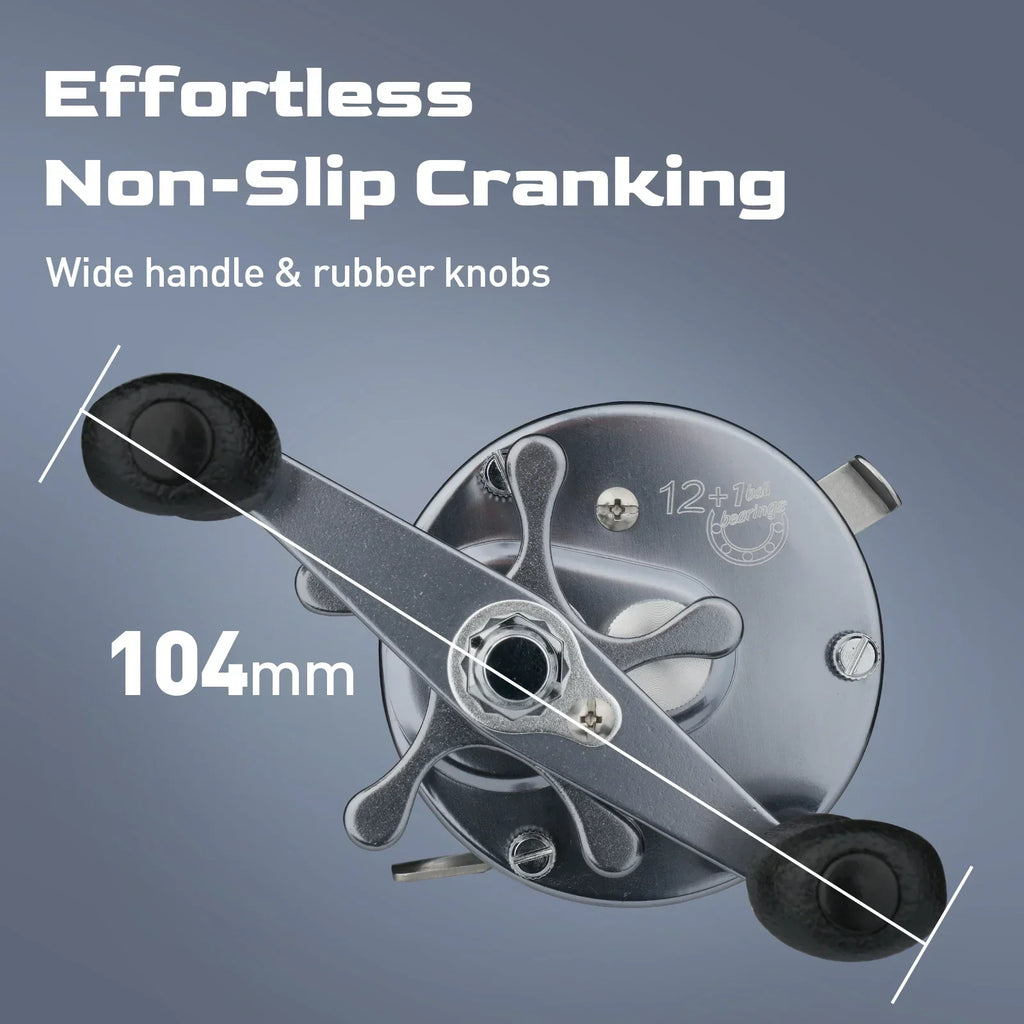 Flag Round Baitcasting Reel 5000 13kg Max DragRight Hand Silver