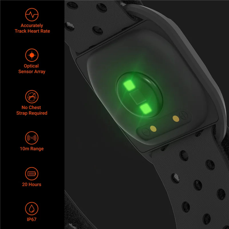 Optical Heart Rate Monitor Armband Bluetooth 5.0 & ANT+ Black