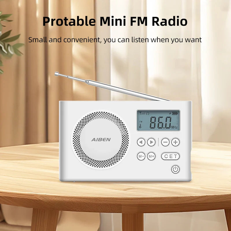 Mini Portable Digital FM Radio White