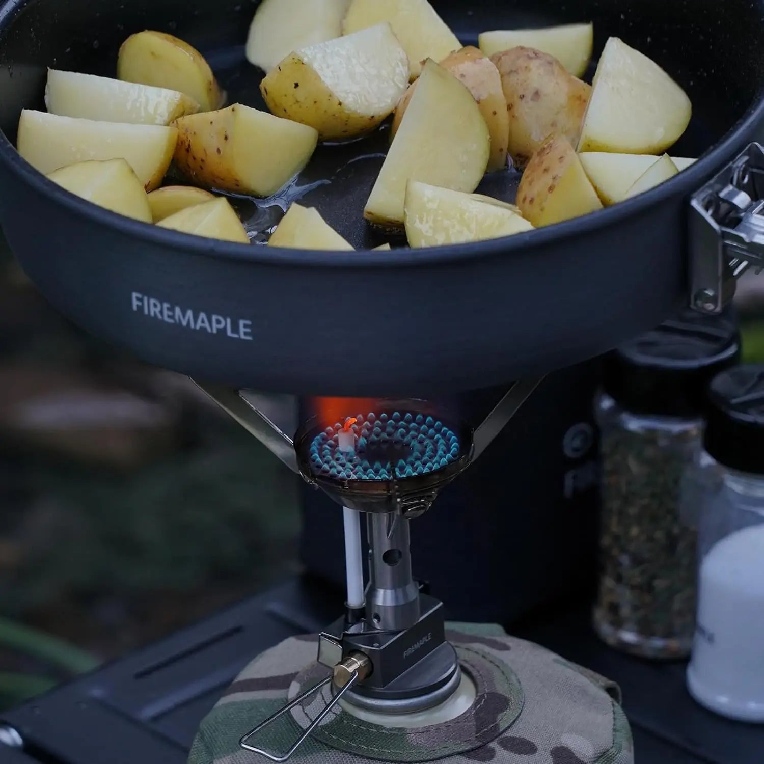 Camping Stove with Piezo Ignition Propane Butane Gas Burner Silver