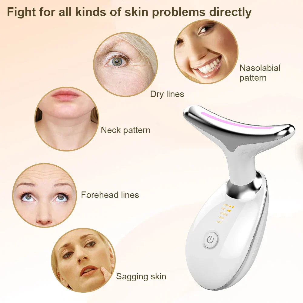 EMS Neck Face Lifting Massager - LED Photon Therapy, Wrinkle Remover ES-1081