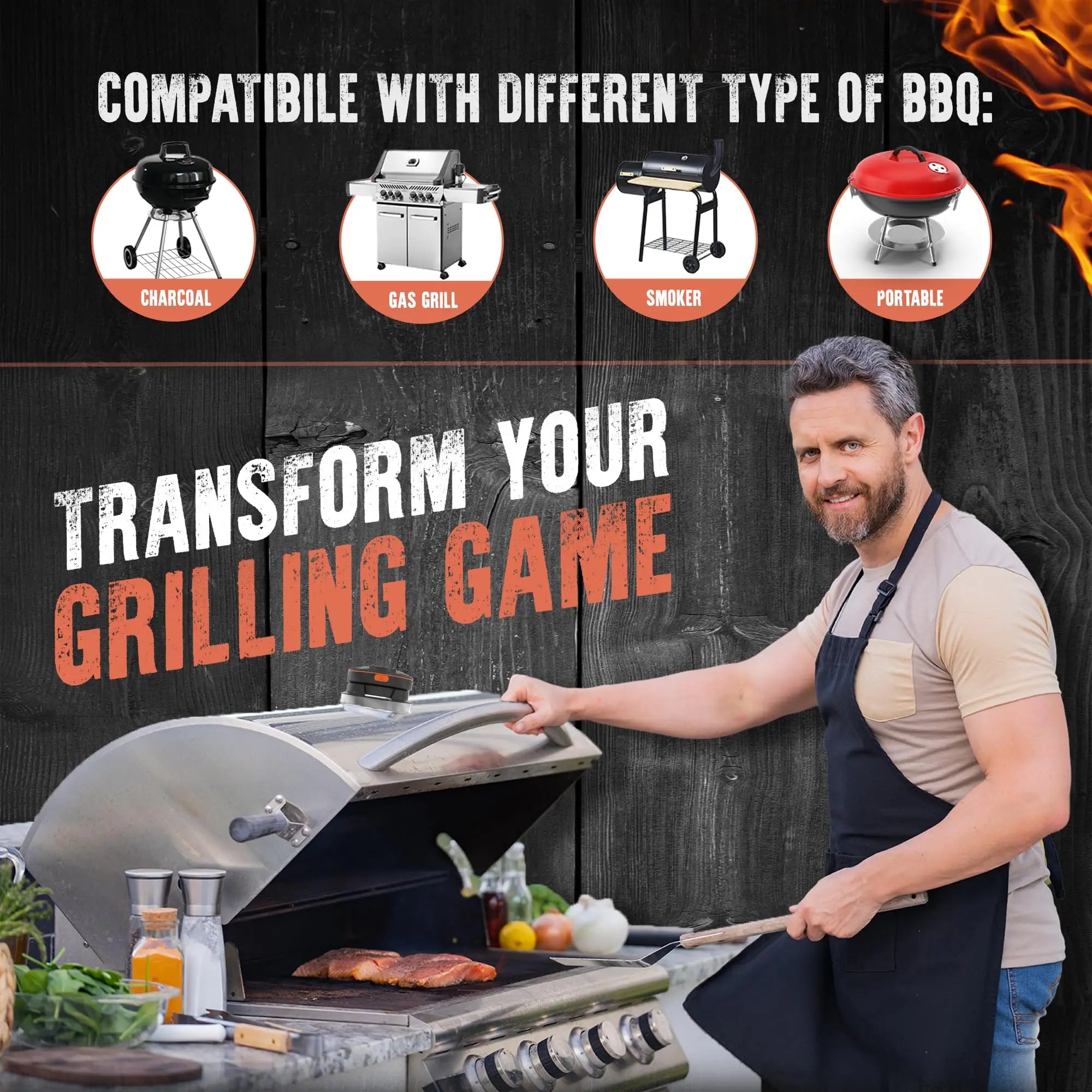 Grill Smart Wireless Meat Thermometer Black