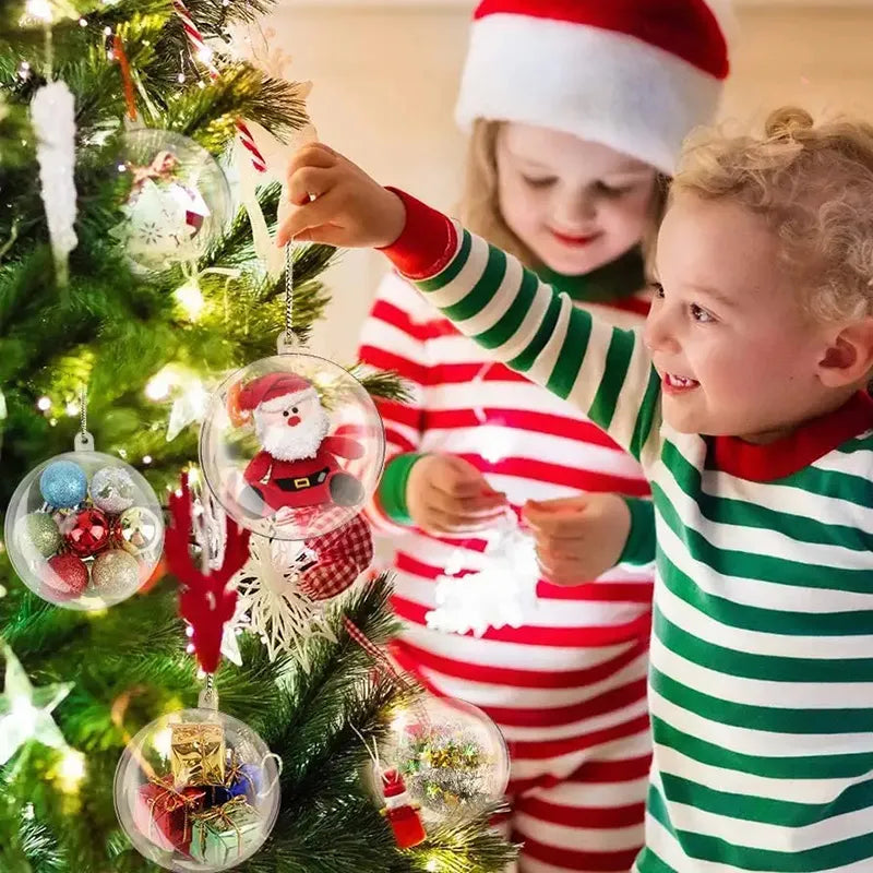 Set of CM Christmas Transparent Fillable Balls - Xmas Tree Hanging Ornaments (6cm, Plastic)