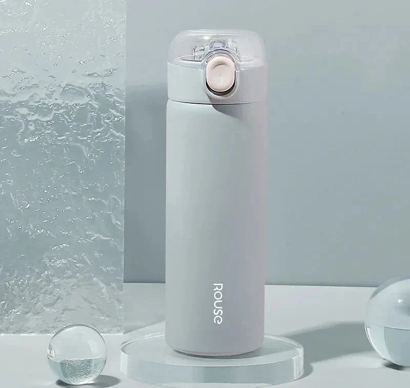 380ml Thermos Bottle with Straw Blue