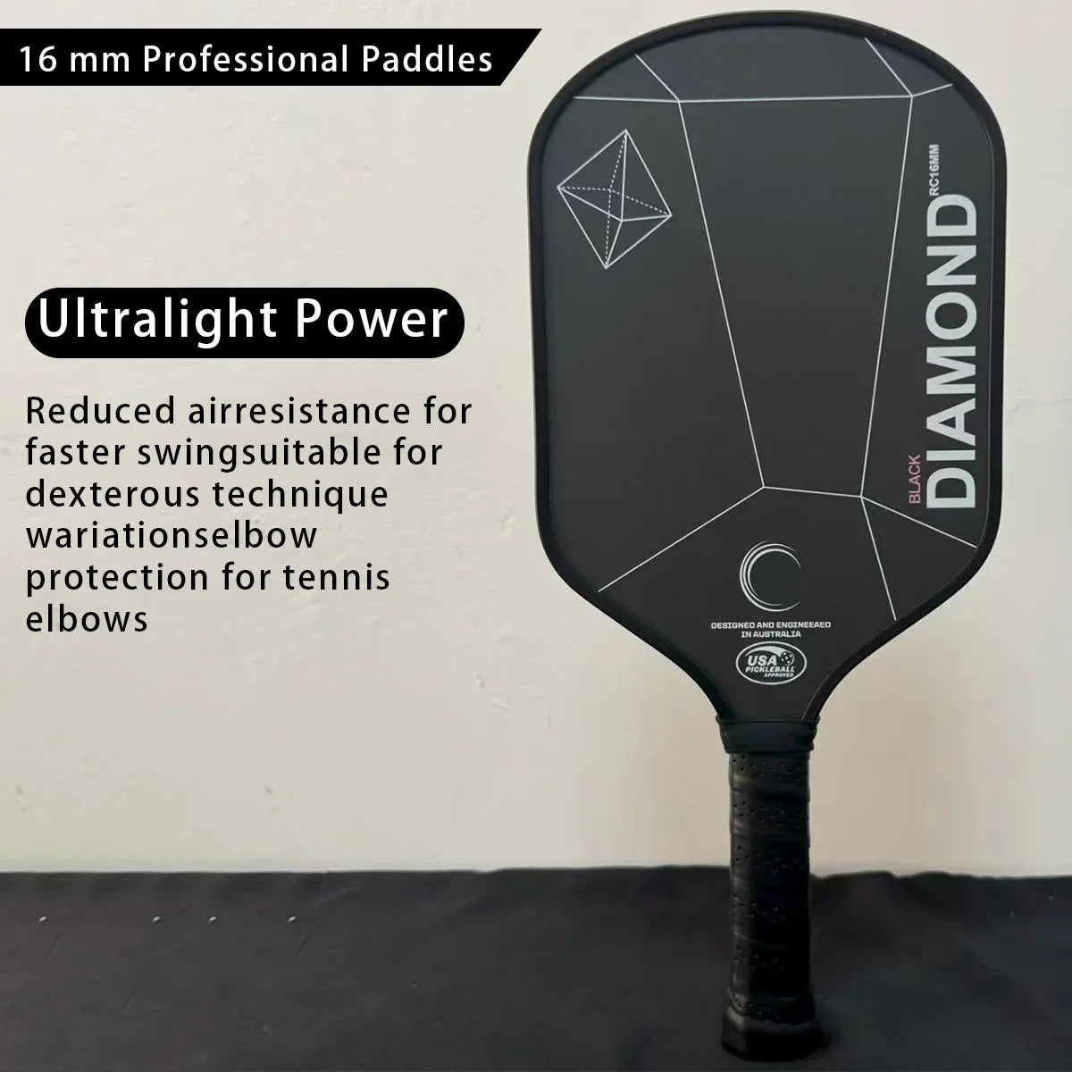 16mm T700 Carbon Fiber Pickleball Paddle with Textured Surface