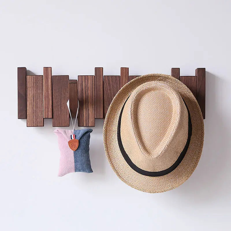 Wall-Mounted Black Walnut Coat Rack