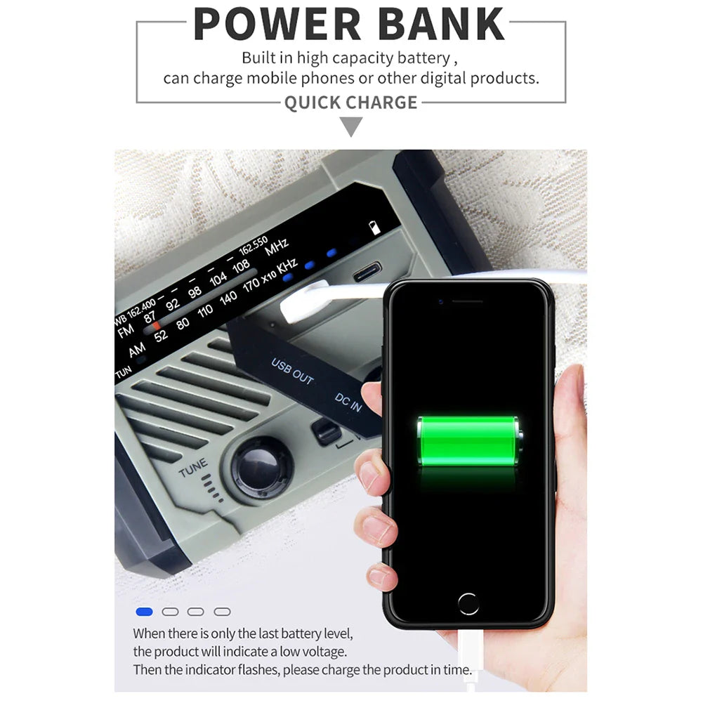 Emergency Solar Portable Weather Radio Green