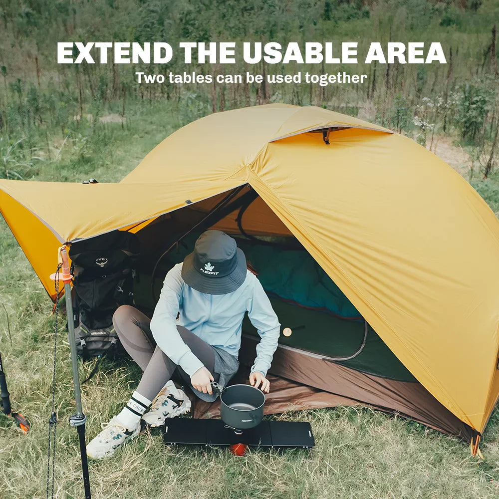Petrel Ultralight Folding Camping Table 2PCS Portable Aluminum Desk Black