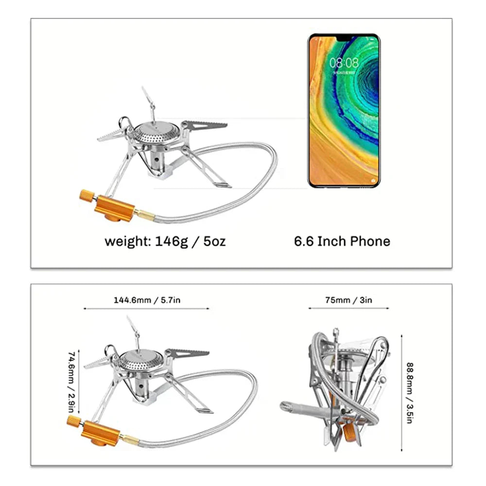 Camping Gas Stove 2800W Dual-Channel Silver