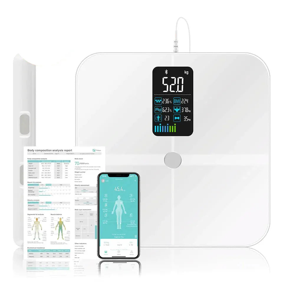 Smart Body Fat Scale with Handle White