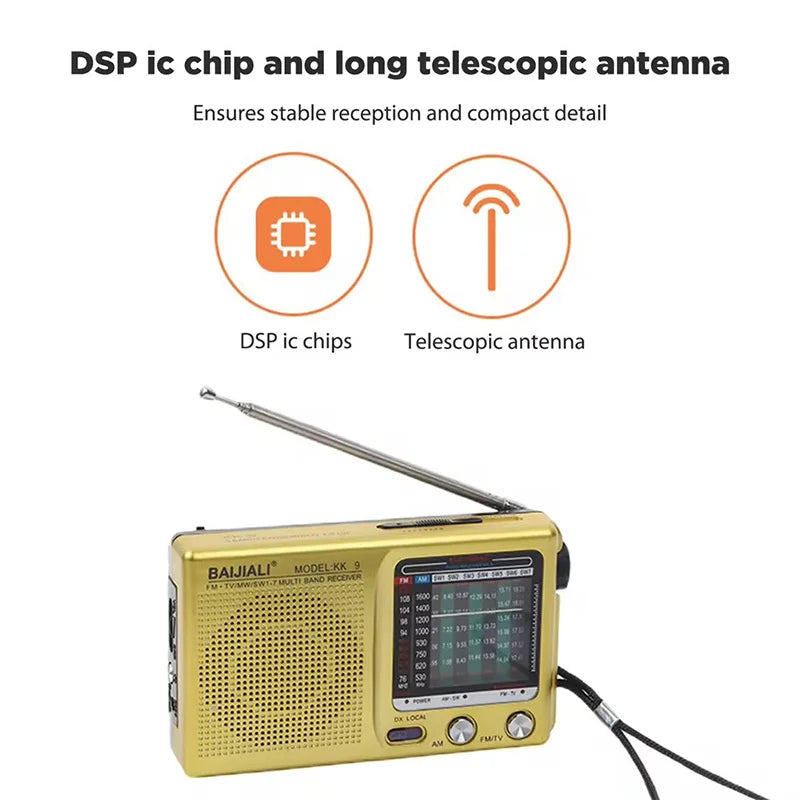 Full Band Portable Mini Pocket Radio Gold