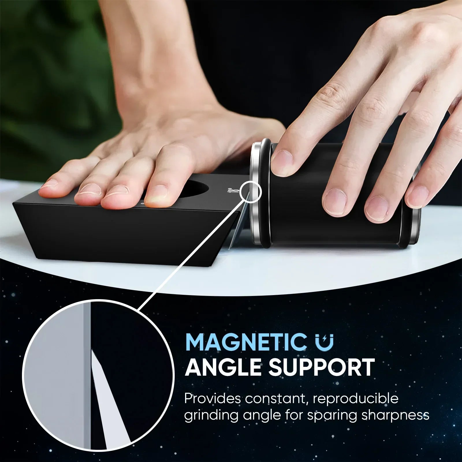 4-Sided Rolling Knife Sharpener Diamond Sharpening Stone Black