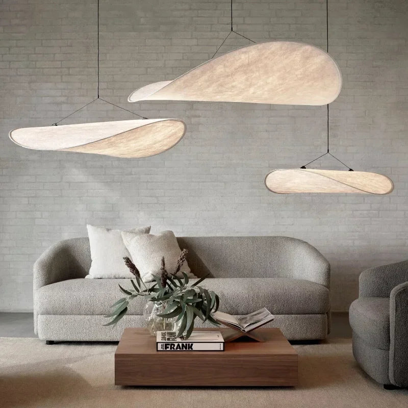 Silk Fabric Tense LED Ceiling Chandelier - Remote Control Dimmable Pendant Hanging Lamp