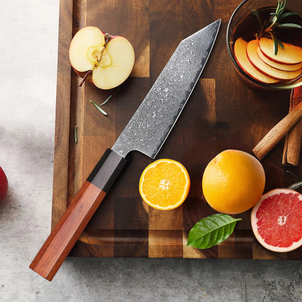 5-Inch Hand-Forged Damascus Steel Utility Knife Ebony And Rosewood Brown