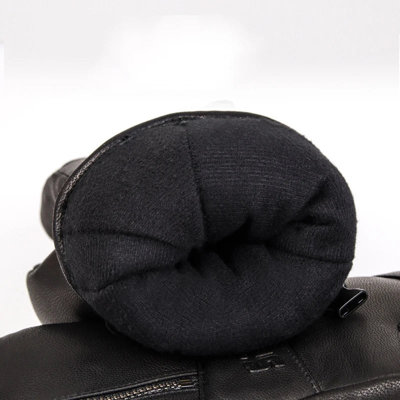 Winter Ski Gloves - Goatskin Leather Mittens