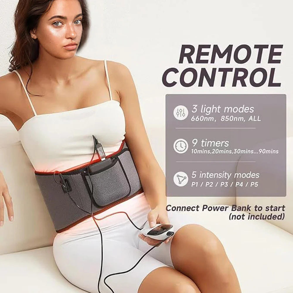 LED Infrared Red Light Therapy Belt Pain Relief And Slimming Device Grey