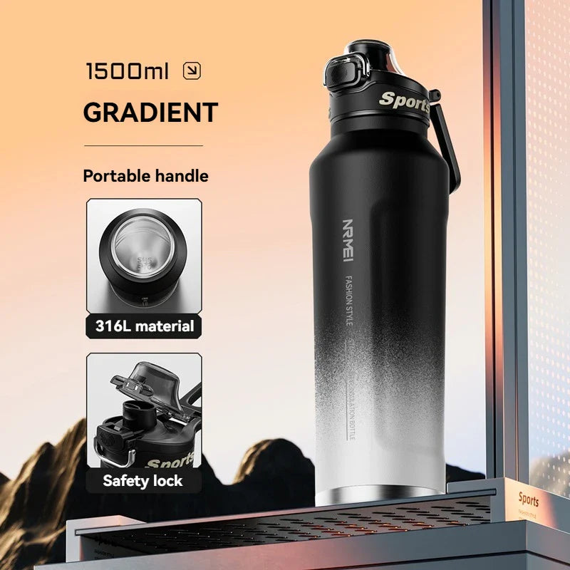 1.5L Insulated Water Bottle Black