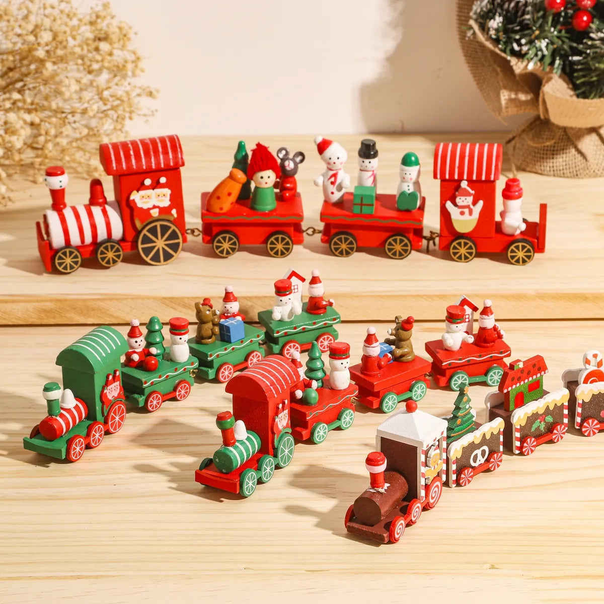 Rustic Wooden Train Christmas Ornament – Festive Merry Christmas Decoration