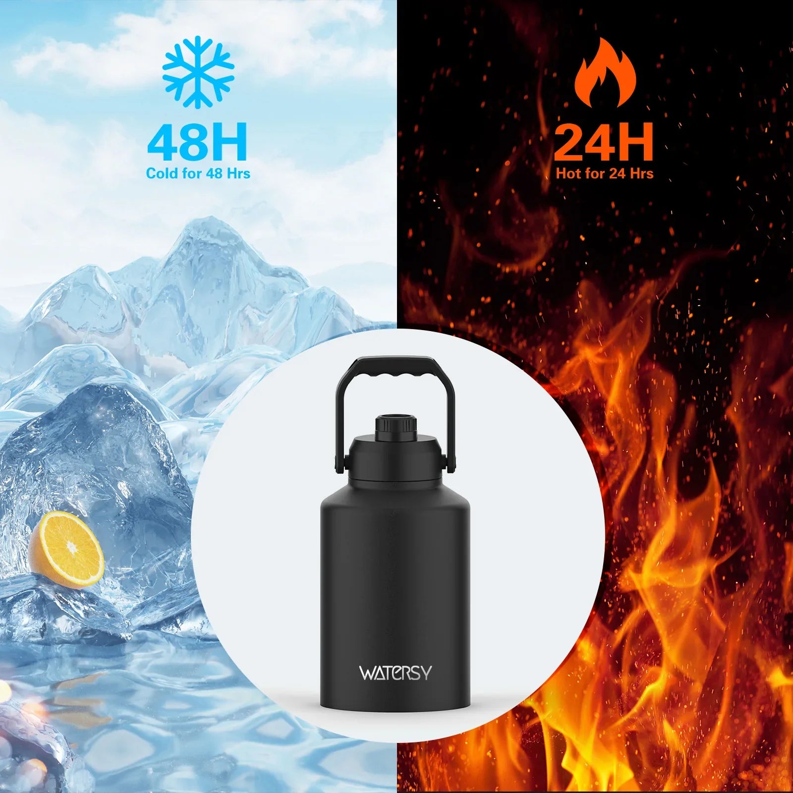 2.57L Thermos Bottle with Bag Black