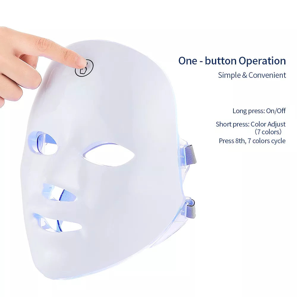 7-Color LED Photon Therapy Rechargeable Facial Mask - Skin Rejuvenation & Beauty Device