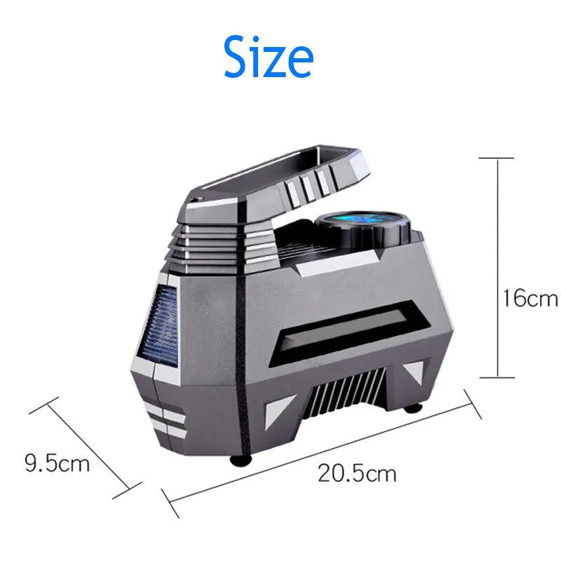 Digital Portable Air Compressor Pump Tire Inflator Grey